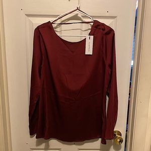 Dynamite Draped Back Satin Blouse